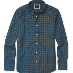 Charles Tyrwhitt Twill Teal Check Button Down